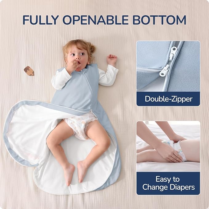 1.0 Tog 2.5 Tog Baby Sleep Sack, 100% Cotton Baby Sleeping Bag 3-24M, 2-Way Zipper Baby Wearable Blanket