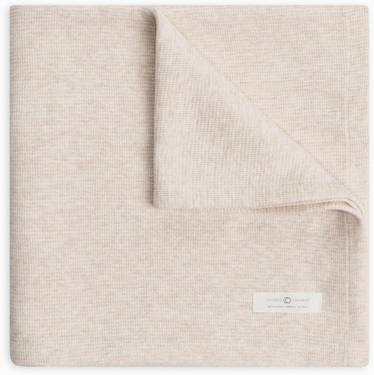Colored Organics Baby Organic Cotton Swaddle - Infant Receiving Blanket - Heather Oat Waffle