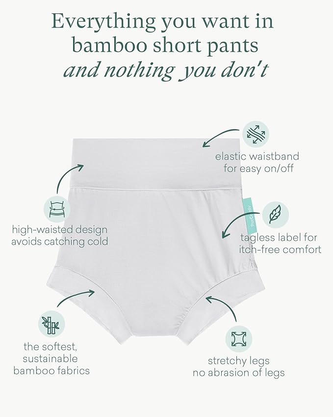 Baby Bloomers Bummies, Soft Bamboo Viscose High Waist Belly Shorts & Diaper Cover for Infant Toddler Girls Boys, 2-Pack