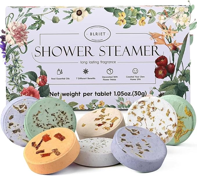 Shower Steamers Aromatherapy BLRIET 8 Pack Gifts for Women, Birthday Christmas White Elephant Gifts Stocking Stuffers for Adults Her Mom Him Home Spa Gym Natural Essential Oil Self Care Relaxation