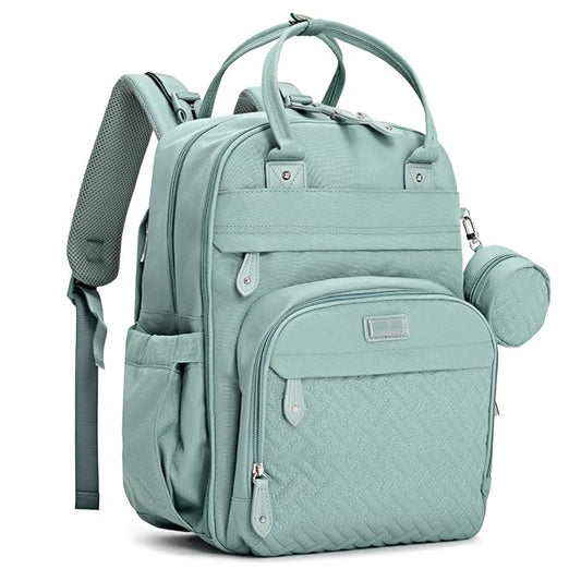 BabbleRoo Diaper Bag Backpack - Baby Essentials Travel Bag - Multi Function Water Resistant Diaper Bag, Travel Essentials Baby Bag with Changing Pad, Stroller Straps & Pacifier Case – Sage Green