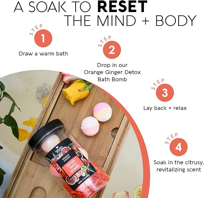 Nature's Beauty Orange Ginger Detox Bath Bomb Gift Set Multi-Pack - Luxury Fizzy Spa Bomb w/Citrus + Woodsy Patchouli Scent Made with Coconut Oil & Witch Hazel, 17.5 oz | 10 ct ea (2 Pack)