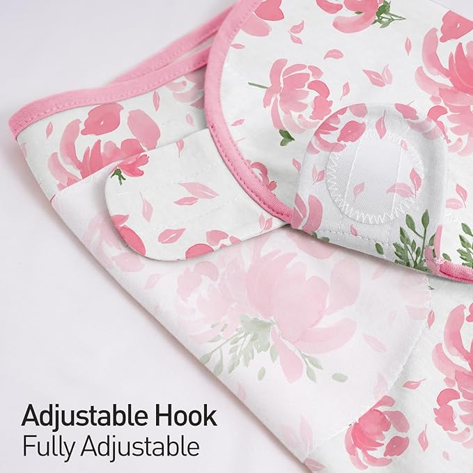 GLLQUEN BABY Baby Swaddle Sleep Sacks with Zipper - 3-Pack Newborn Swaddling Sack, Baby Swaddles Sleep Sack 0-3 Months,Pink Floral or Leaves, Swaddling Blankets 3 Pack Wrap Set, Easy Change Swaddle