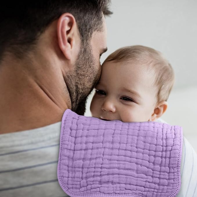 Looxii Muslin Burp Cloths 100% Cotton Muslin Cloths Large 20''x10'' Extra Soft and Absorbent 6 Pack Baby Burping Cloth for Boys and Girls (Purple)