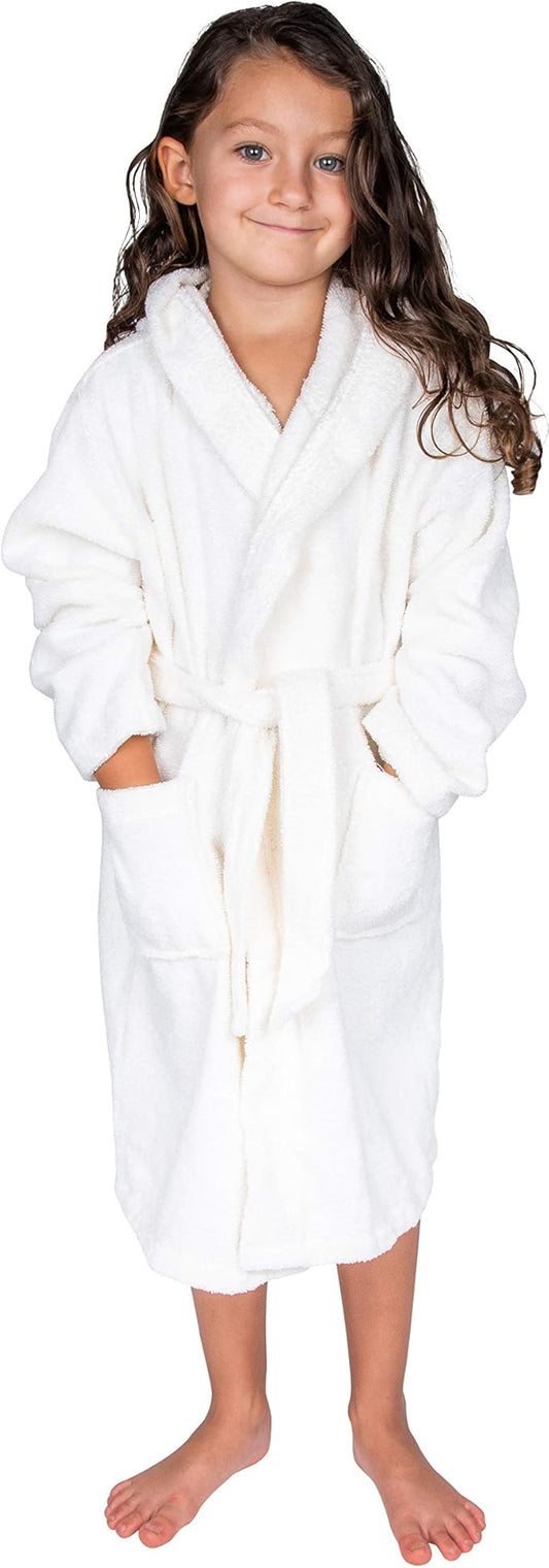 BAGNO MILANO Kids Organic Turkish Cotton Hooded Beach Cover-Up Towel, GOTS Certified, for Boys and Girls (Cream, 13-15 Years)