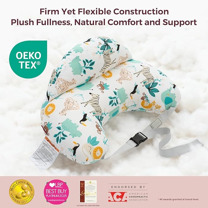 Momcozy Pioneering Safety Fence Nursing Pillow for Breastfeeding- Wider Feeding Pillows for More Support for Mom & Baby- Easier Nursing & Hand Free- Fit for All, Removable Cotton Cover