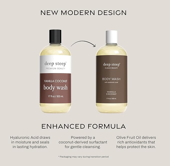 Deep Steep Body Wash, 17oz (Vanilla Coconut)