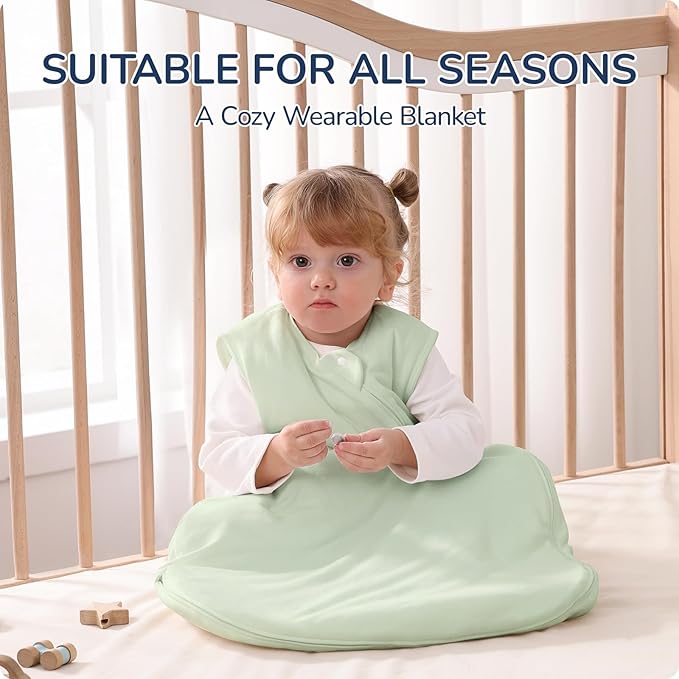 1.0 Tog 2.5 Tog Baby Sleep Sack, 100% Cotton Baby Sleeping Bag 3-24M, 2-Way Zipper Baby Wearable Blanket