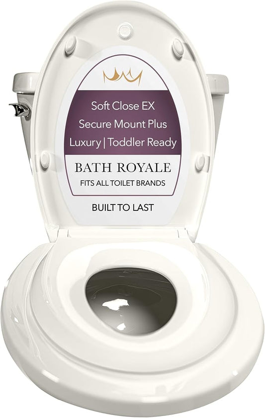 BATH ROYALE Potty Training Seat - Soft Close, Adult/Child, Kingsport BR721-01, Elongated Biscuit/Linen