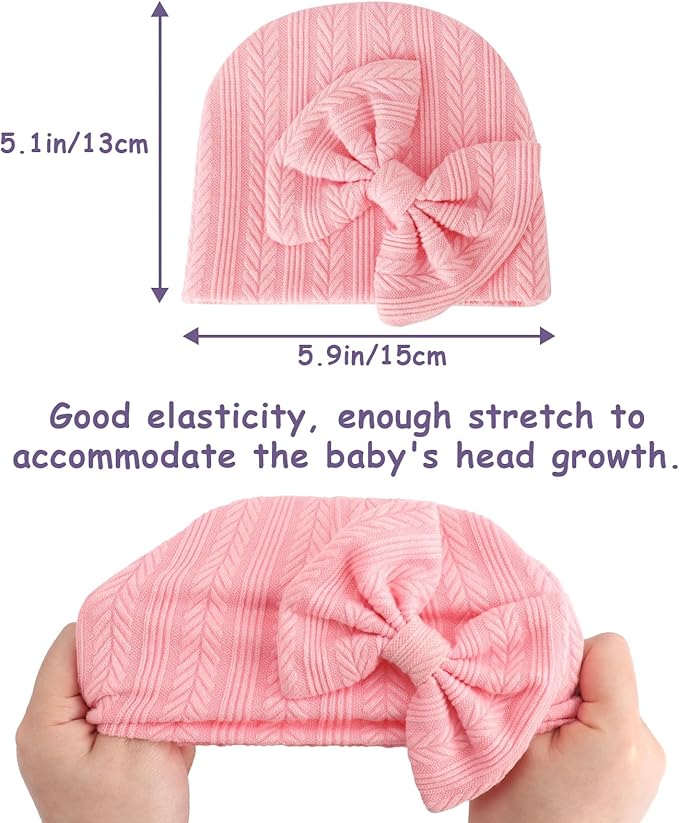 Newborn Baby Hats and Mittens Set Infant Bow Beanie Cap Toddler Gloves Newborn Hospital Hats for Baby Boy Girl 0-6 Months