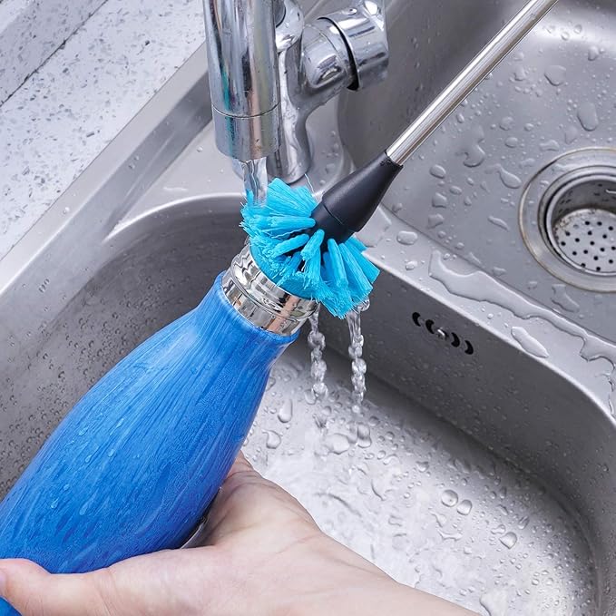 Stainless Steel Water Bottle Brush, Long Handle Scrubbing Brush, Built for Cleaning Sports Bottles, Baby Bottles, Cups, Coffee Mugs, Glasswares, Wine Decanters, Flask, 2 Pack, 13 in - 15 in
