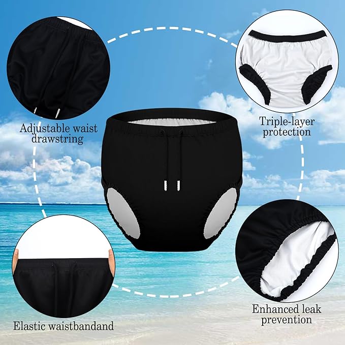 2 Pcs Youth Swim Diaper Special Needs Reusable Cloth Diaper Covers Waterproof Incontinence for Swimming,Unisex