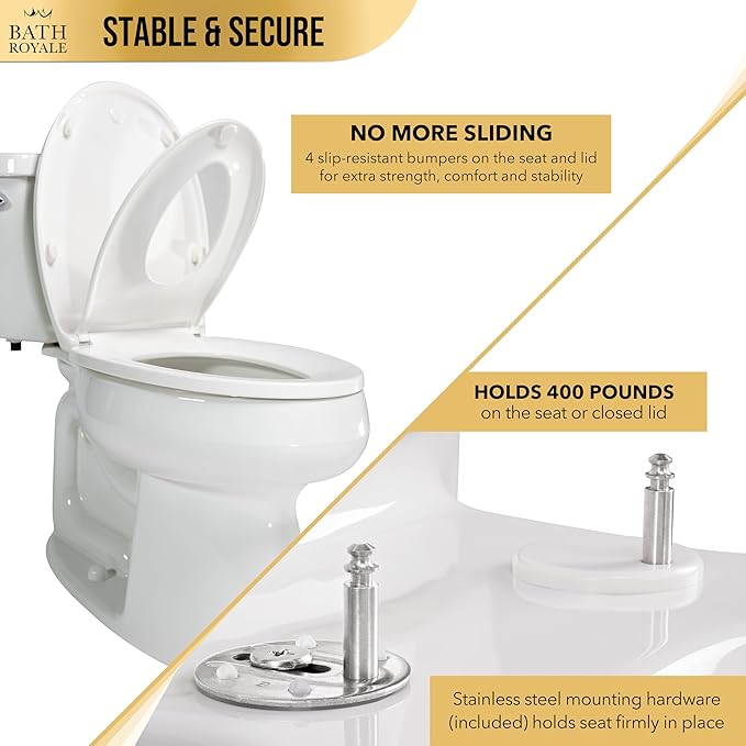 BATH ROYALE Potty Training Seat - Soft Close, Adult/Child, Kingsport BR721-01, Elongated Biscuit/Linen