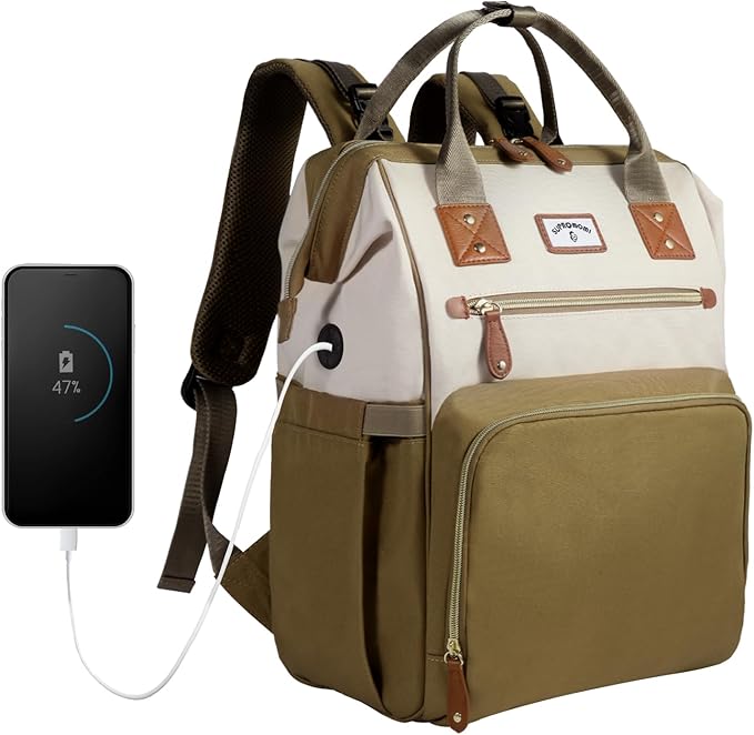 Diaper Bag Backpack: Tote Baby Bag for Boy and Girl, Large Mommy Bag Insulated Pockets Charger Holes for Men and Women, Nappy Bag for Baby Airplane Traveing Beige khaki