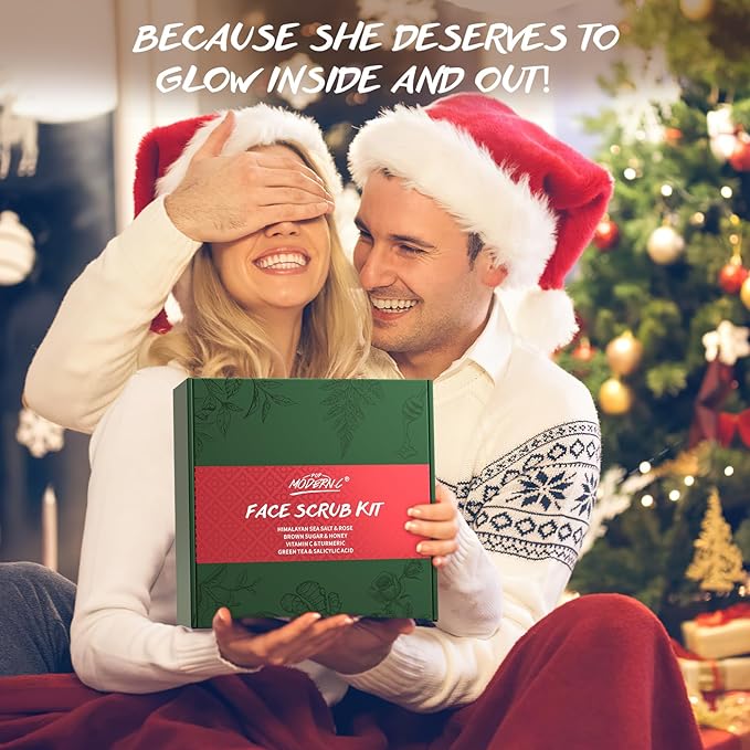 Face Scrub Gift Set Exfoliating Face Wash Microdermabrasion Facial Scrub Exfoliator Turmeric Vitamin C, Brown Sugar Honey, Green Tea Salicylic Acid, Himalayan Salt Rose Christmas Birthday Gifts 4x100g