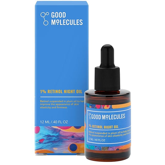 Good Molecules 1% Retinol Night Oil - Retinol and Rosehip Face Oil Formula for Look of Fine Lines & Wrinkles, Anti-Aging, Skin Firming, and Moisturizing - Skin Care for Face