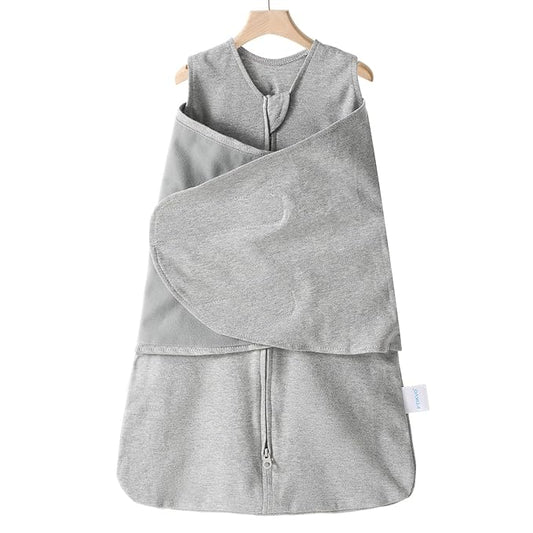 Swaddle-Blanket Baby Girl & Boy Swaddles Newborn Infant Transition 100% Cotton Wrap Blankets, 3-Way Adjustable Wearable Blanket, TOG 1.0 (Grey, 3-6 Month)