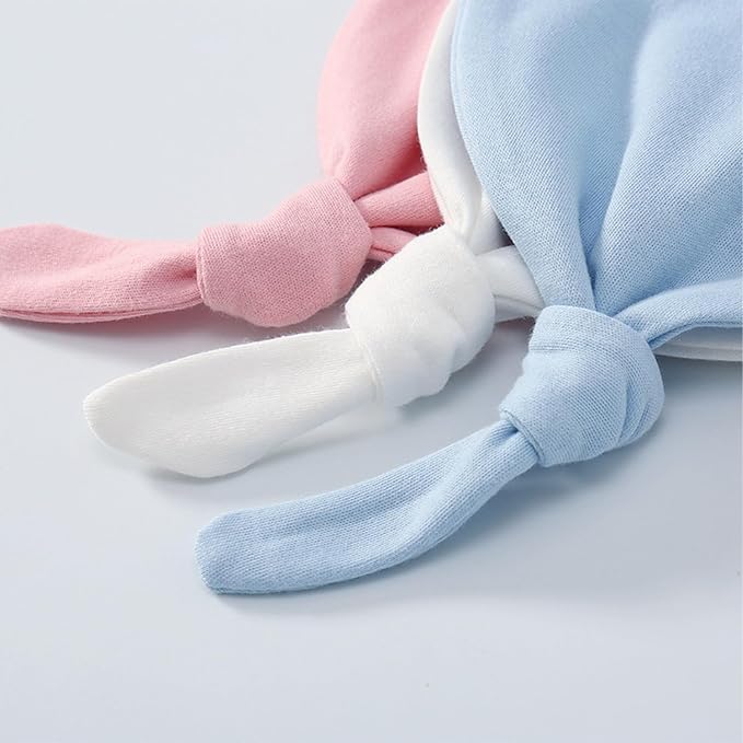 Personalized Newborn Hospital Baby Newborn Hats 3PC Set Knot Beanie Hats Soft for Infant Baby Girls Boys Caps 0-6 Months