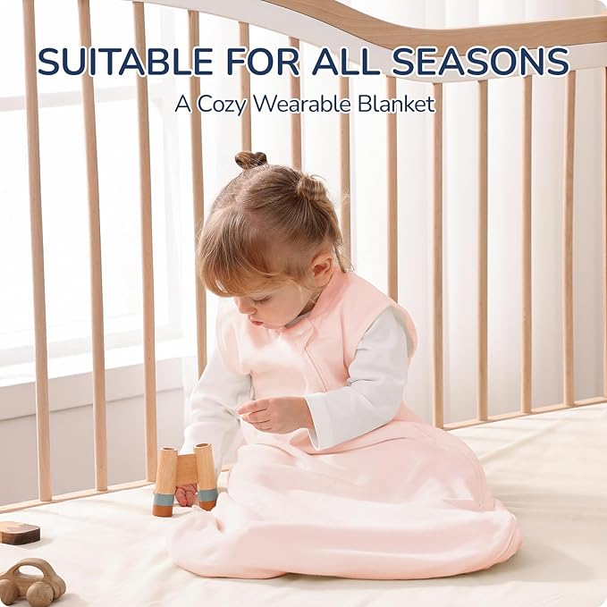 1.0 Tog 2.5 Tog Baby Sleep Sack, 100% Cotton Baby Sleeping Bag 3-24M, 2-Way Zipper Baby Wearable Blanket