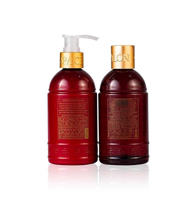 Spa Ceylon Cardamom Rose Bath and Body Duo Set Luxury Gentle Body Wash and Lotion Set with Organic Natural Ingredients | Aromatherapy Bath Set | 250ml x 2