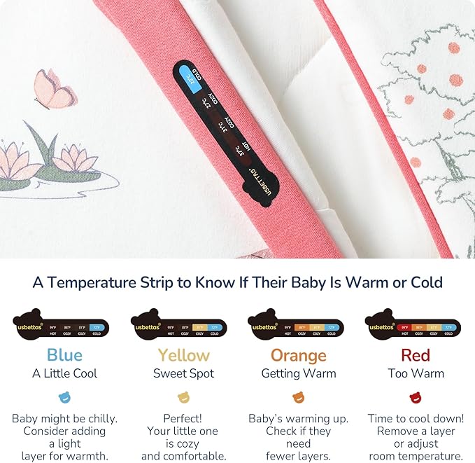 1.0 Tog 2.5 Tog Baby Sleep Sack, 100% Cotton Baby Sleeping Bag 3-24M, 2-Way Zipper Baby Wearable Blanket