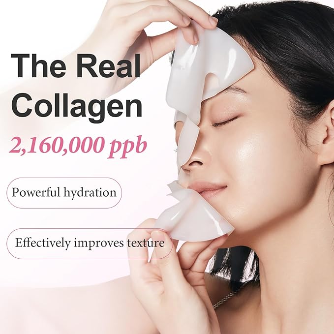 Deep Collagen Face Mask, Overnight Hydrogel Facial Mask for Glowing Hydrating Lifting Firming Anti-Aging Moisturizing & Restores Skin Barrier, Korean Skincare Masks for All Skin Types, 37g x 4ea