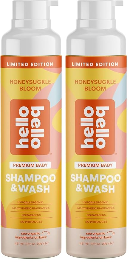 Hello Bello Baby Shampoo & Body Wash, Honeysuckle Bloom Scented, 10oz Bottle (Pack of 2)
