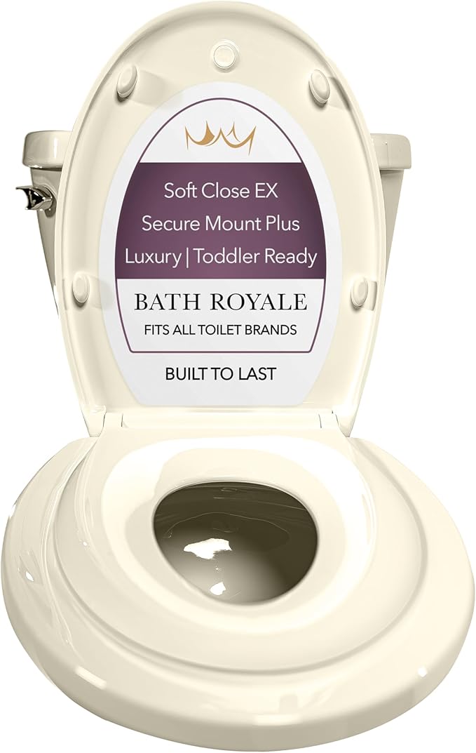 BATH ROYALE Potty Training Seat - Soft Close, Kingsport BR721-02, Elongated Almond/Bone, Adult/Child
