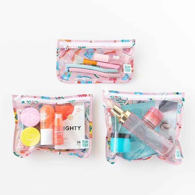 Bumkins - Waterproof Wet Bag & Clear Travel Bags - For Beach, Baby, Travel, Swim Suit, Cloth Diapers, Pump Parts, Pool, Gym, Toiletries - Reusable & Easy to Clean - Cowgirl Boots - 4 Pack