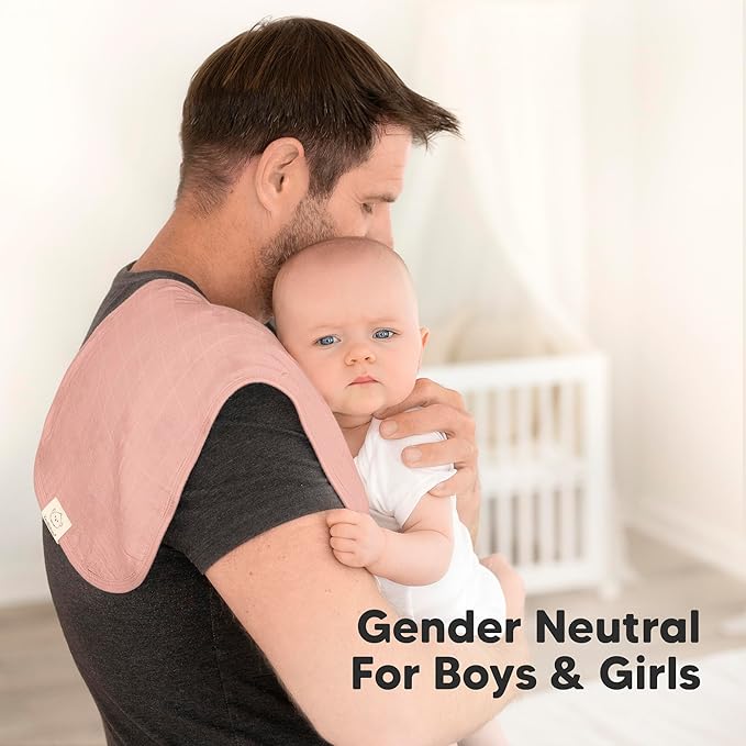 5-Pack Muslin Burp Cloths Baby Boy, Girl - Very Absorbent Baby Burp Cloth Rags, 8-Layers Viscose Derived from Bamboo Cotton Muslin Towel, Super Soft Spit Up Rags, No Shrink Washcloths (Mauve)