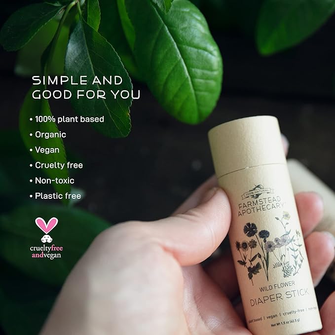 Farmstead Apothecary Organic Baby Care Gift Set – Plant-Based Baby Shampoo, Lotion & Diaper Stick – Plastic-Free, Cruelty-Free, Vegan – Newborn Essentials for Sensitive Skin