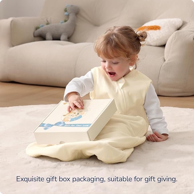 1.0 Tog 2.5 Tog Baby Sleep Sack, 100% Cotton Baby Sleeping Bag 3-24M, 2-Way Zipper Baby Wearable Blanket