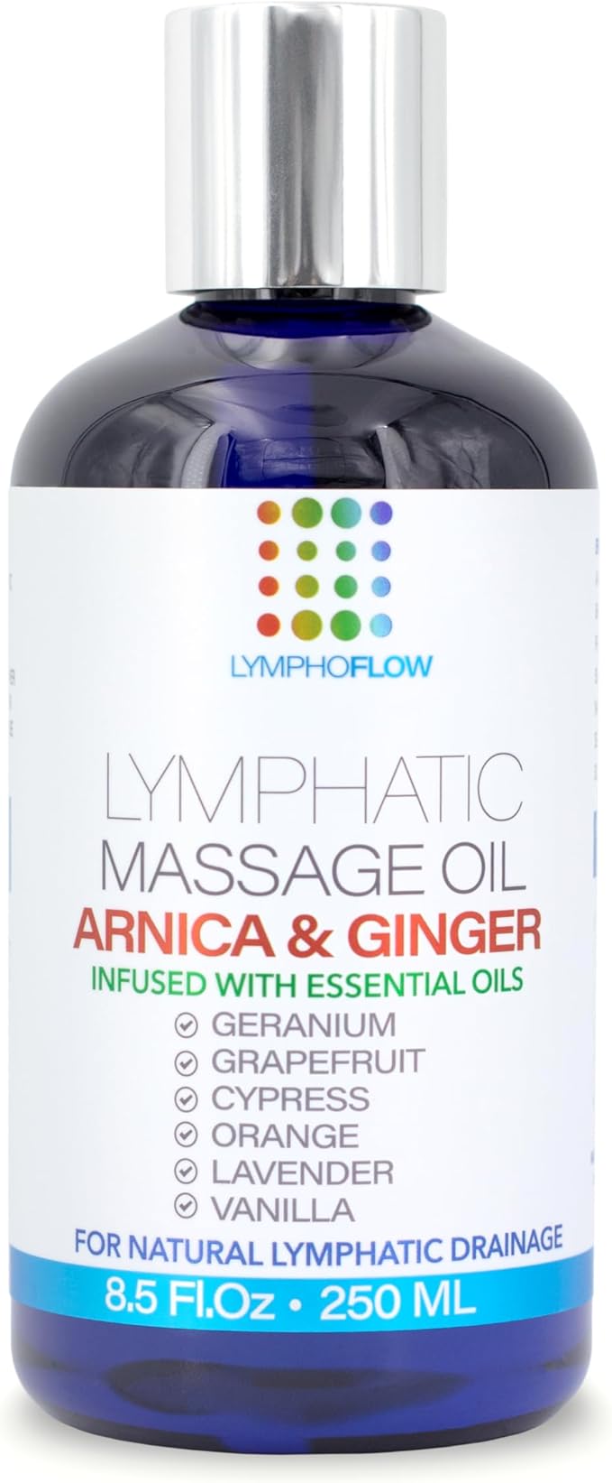Lymphatic Drainage Massage Ginger Oil with Arnica & Organic Coconut Oil 8.5 Oz