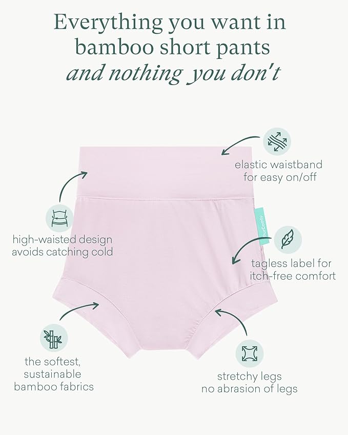 Baby Bloomers Bummies, Soft Bamboo Viscose High Waist Belly Shorts & Diaper Cover for Infant Toddler Girls Boys, 2-Pack