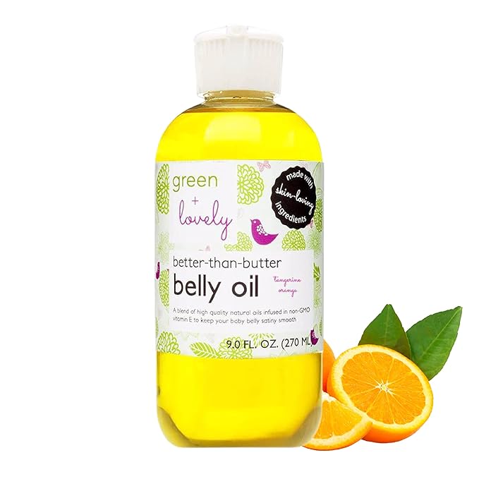 Better than Butter Belly Oil(Tangerine) | Pregnancy Stretch Mark Prevention | 9 fl oz. Lasts for up to 6 Months | Natural Oil and Vitamin E Enriched for Amazing Skin Pre/Post Pregnancy