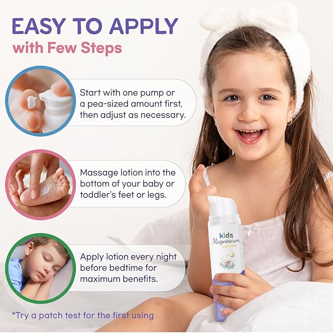Magnesium Lotion for Kids & Babies Sleep - Bedtime Calming Body Cream with Natural Ingredients, Lavender Oil, Shea Butter & Multi Vitamins - Topical Magnesium Soothing Relief, Promotes Relaxation
