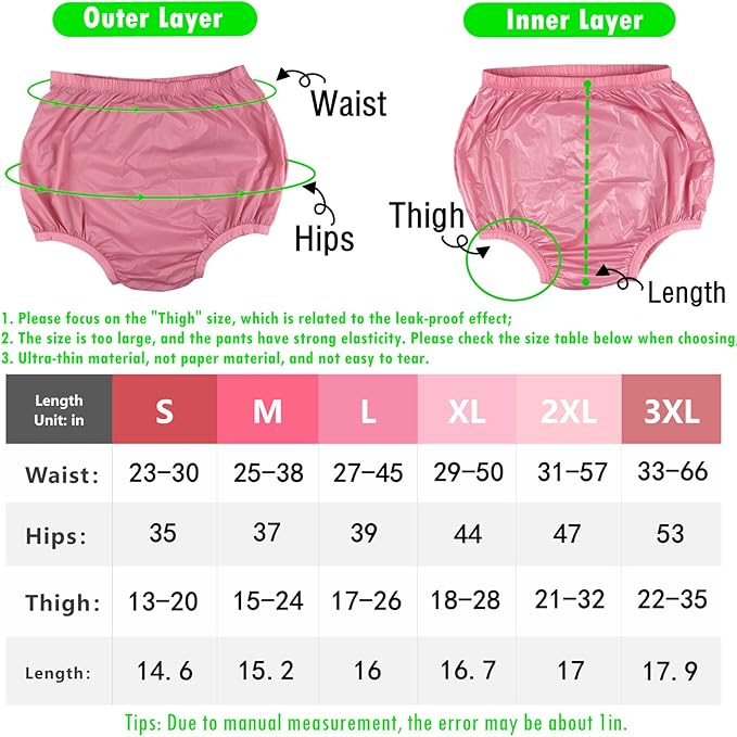 AQX Adult Leakproof Underwear for Incontinence, Washable Low Noise Reusable Adult Diaper Cover, Grey Plastic Pants Cover Unisex 2Pcs