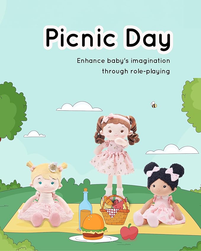 LeyaDoll Soft Baby Doll Toys (16''), My First Baby Rag Doll for 1 Year-Old Girl Birthday Gift, Christmas Plush Toys Gift for Toddler Kids Infants-Daydream-Princess-Wish