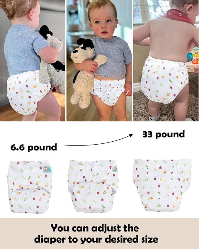 ALVABABY Baby Cloth Diapers 6 Pack with 12 Inserts Cloth Diaper Covers Adjustable Washable Reusable for Baby Girls and Boys 6DM120A