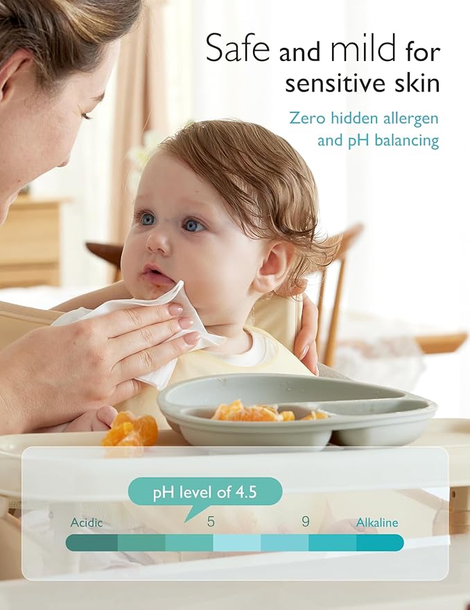 Momcozy Baby Wipes-Extra Large Size Design, 99% Water Based, Unscented & Hypoallergenic, Cleansing & Moisturizing Baby Wipes for Sensitive Skin, 240 Count (4 packs)