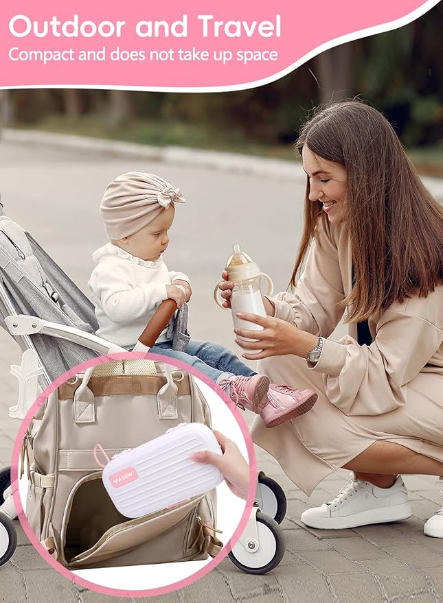 Electric Baby Bottle Brush Cleaner, Baby Travel Bottle Cleaner Kit- 2000mAh Rechargeable Silicone Brush, Drying Rack, Compact Storage Box, 360° Efficient Cleaning Bottle Brush for Home & On-The-Go