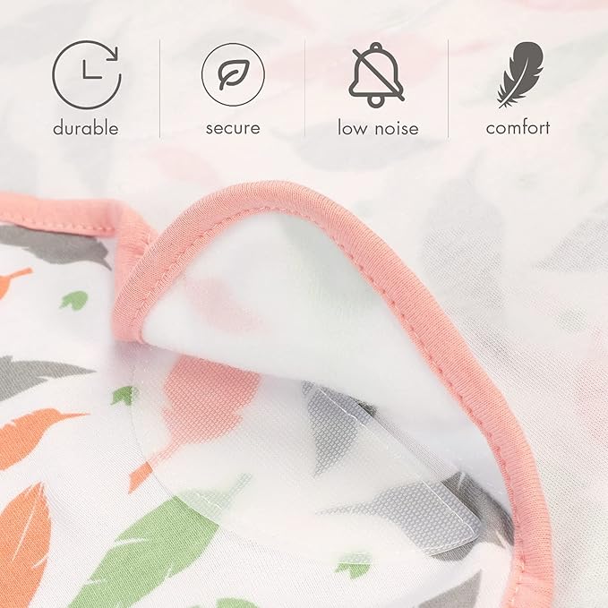 GLLQUEN BABY Swaddle Blankets for Baby Girls, 3-6 Months, Orange Pink Feather & Wave Point, 3 Pack Wrap Set, Newborn Adjustable Swaddles Sleep Sack, (Medium/Large)