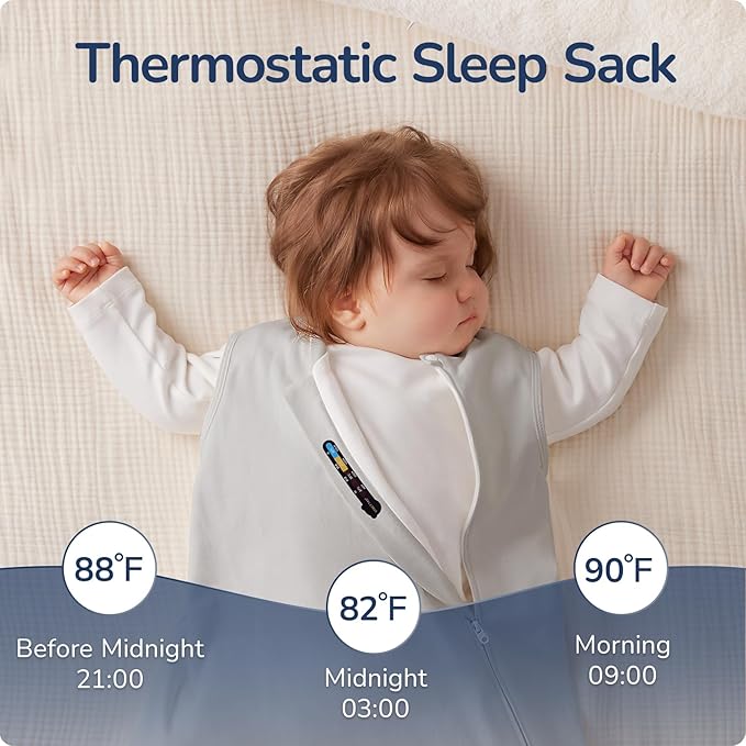1.0 Tog 2.5 Tog Baby Sleep Sack, 100% Cotton Baby Sleeping Bag 3-24M, 2-Way Zipper Baby Wearable Blanket