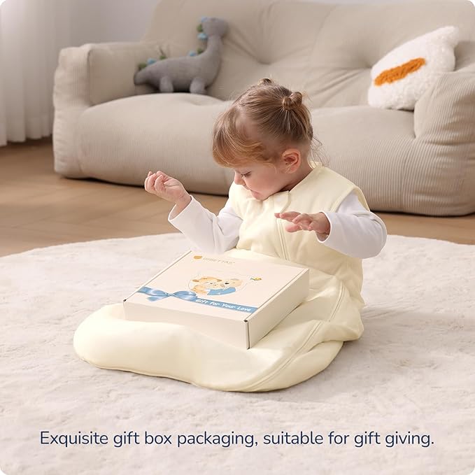 1.0 Tog 2.5 Tog Baby Sleep Sack, 100% Cotton Baby Sleeping Bag 3-24M, 2-Way Zipper Baby Wearable Blanket