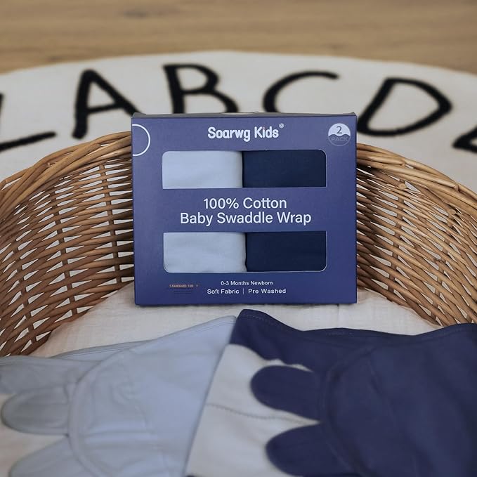 Organic Baby Swaddle Sleep Sacks, 2-Pack Swaddles for Newborns Baby Essentials, Infant 0-3 Months, 100% Cotton Soft & Snug Adjustable Wrap Nursery Swaddling Blankets Improves Sleep