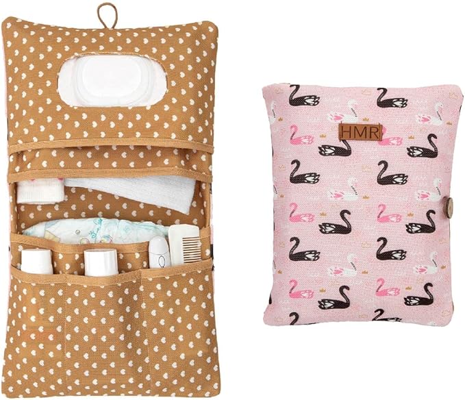 HAMUR Baby Diaper Bag Organizer – Travel-Friendly, Compact & Foldable | Stroller Pouch for Newborn Essentials – Must-Have for Boys & Girls (Swan)