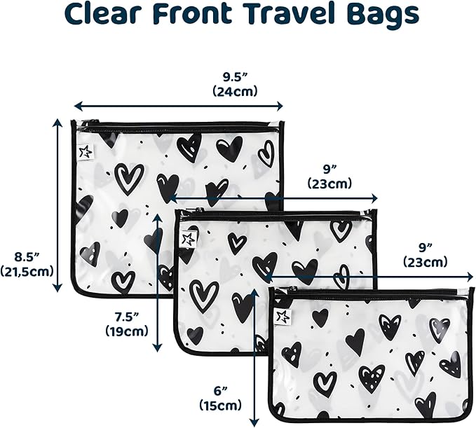 Tiny Twinkle Mess-Proof Travel Bags | TSA Airline Compliant, Zipper Closure, Clear Front Pouch, Diaper Bag Packing, Toiletry or Makeup Cosmetics Organizer