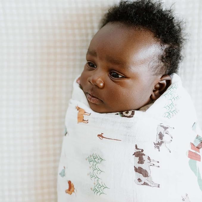 Little Unicorn Premium Cotton Swaddle Baby Blanket | Breathable Fabric | for swaddling, Play, Nursing & More (Farmyard)