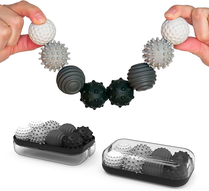 ONO Signets – Silicone Magnetic Balls with Textured Dimples, Bumps, and Waves | Fun to Play with Fidget Toy for Adults | Help Relieve Stress, Anxiety, Tension (Graphite, Set of 8)