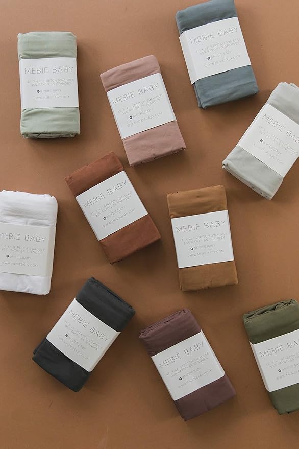 Mebie Baby White Stretch Swaddle, Modern and Neutral Swaddle Blanket for Baby Girl or Boy, Soft Baby Blankets, Newborn Swaddle Blanket, 0-3 Month, Comfy Wrap, Baby Essentials & Gifts (47" x 47")